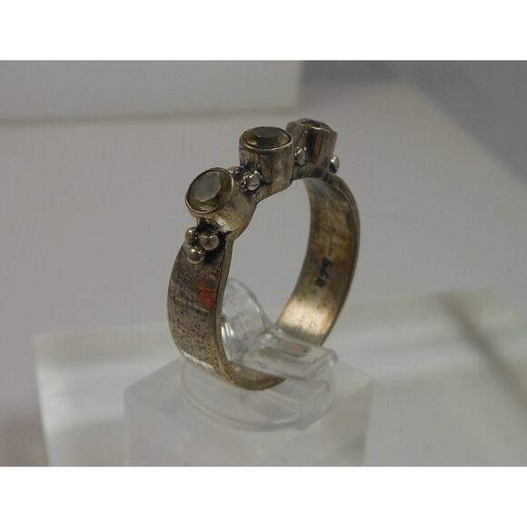 925 Sterling Silver Bali Design Ring Size 9.5 Vintage 3-Stone Balinese Style - Picture 6 of 10